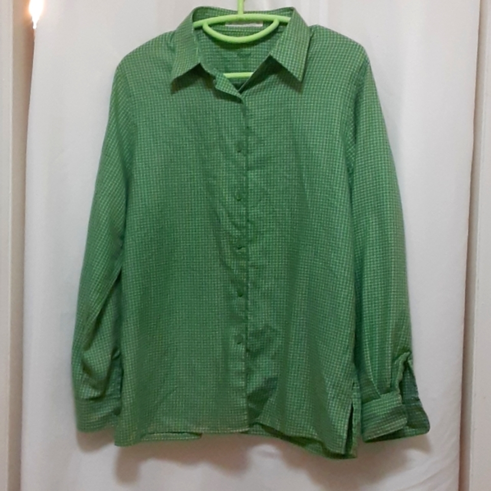 Foxcroft Long Sleeve Plaid Button Down Dress Shirt